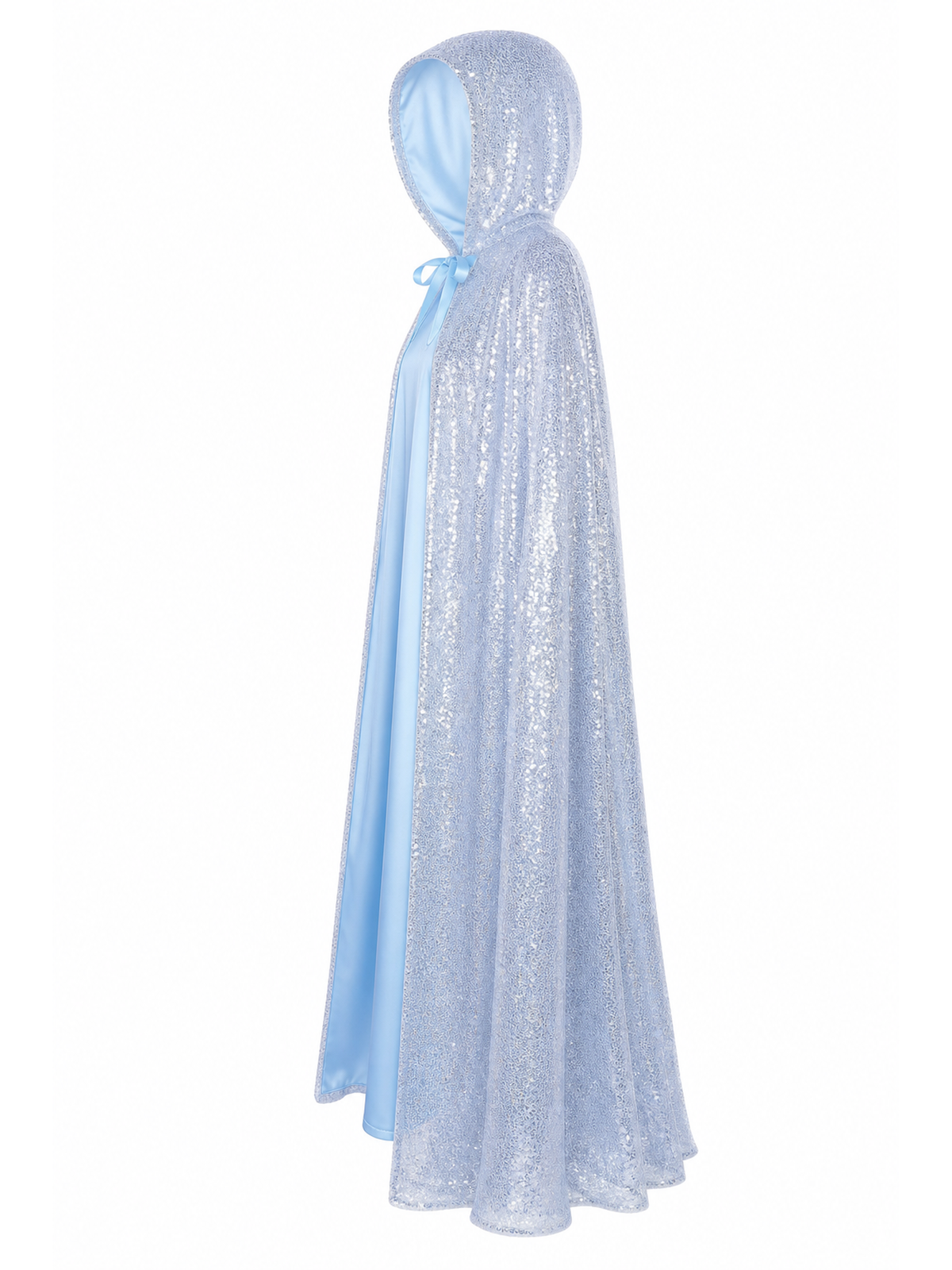 Silver Sparkly Cape for Carnival and Parties side view