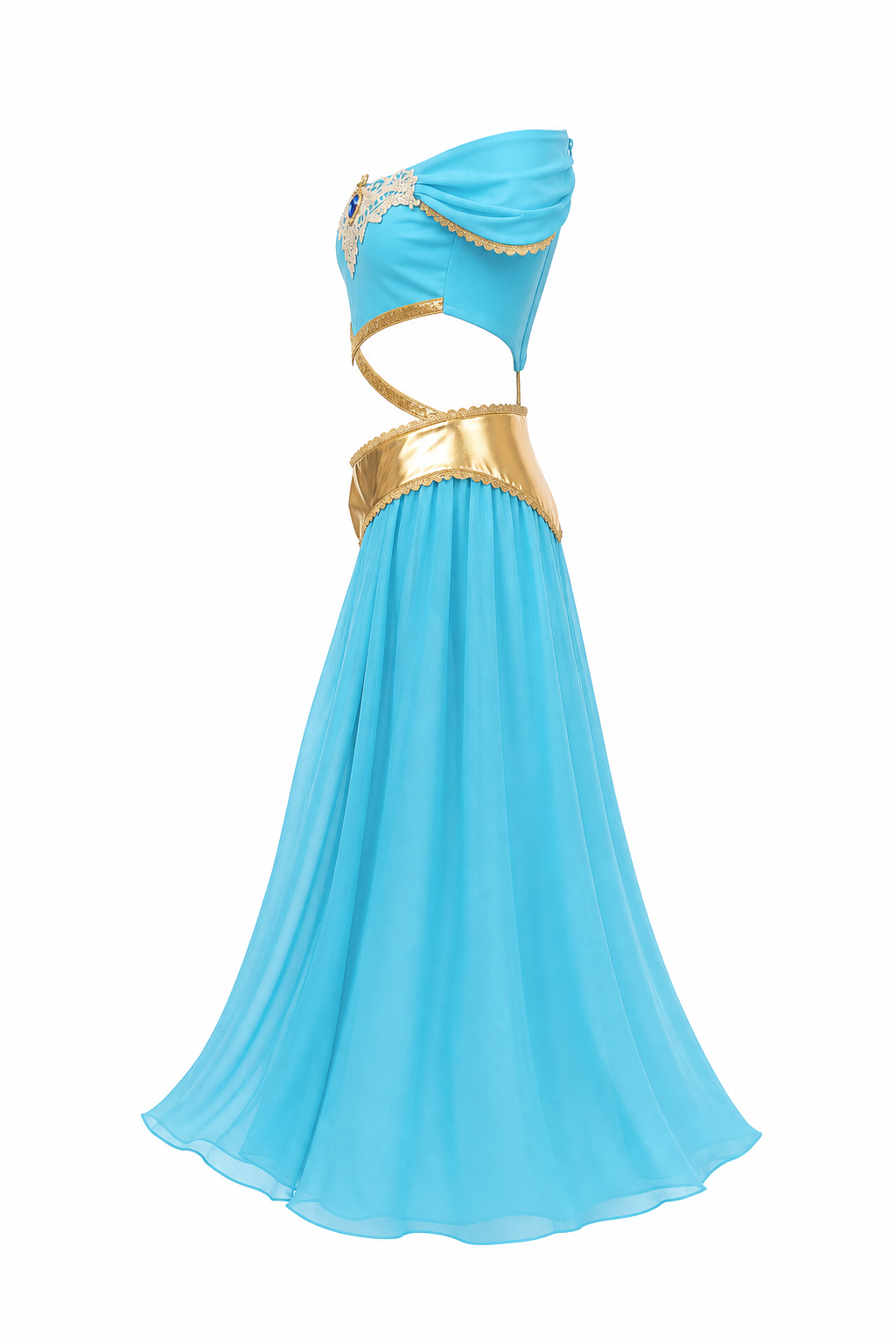 Sky Blue Princess-Style Dress for Carnival and Party side view