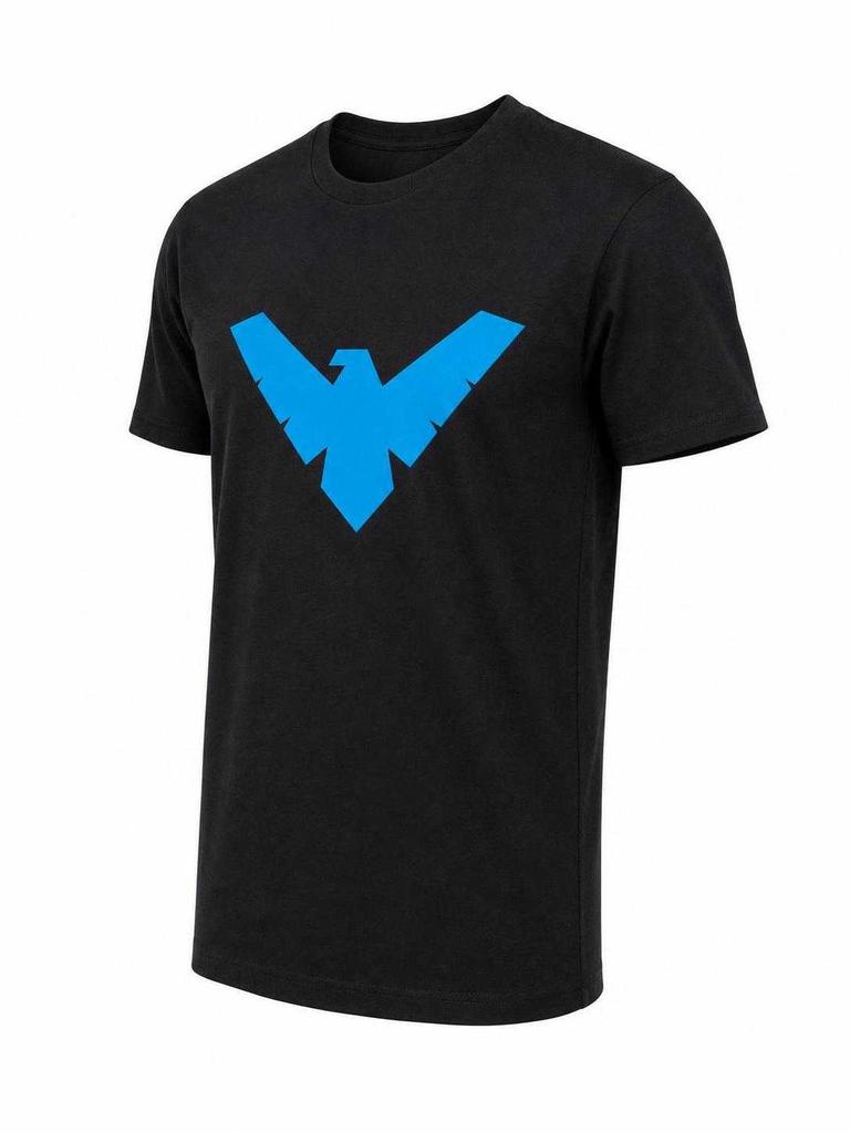 Black graphic-print T-shirt, short sleeve, everyday wear side view 2