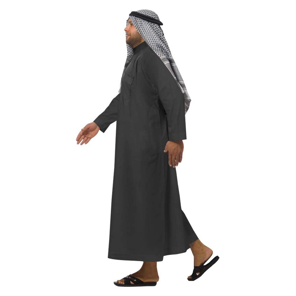 Arabia Thobe with Long Sleeves Arab Muslim Wear Kafiya Keffiyeh Middle Eastern Scarf Wrap with Aqel Rope - HOMELEX