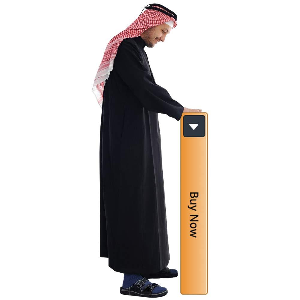 Arabia Thobe with Long Sleeves Arab Muslim Wear Kafiya Keffiyeh Middle Eastern Scarf Wrap with Aqel Rope - HOMELEX