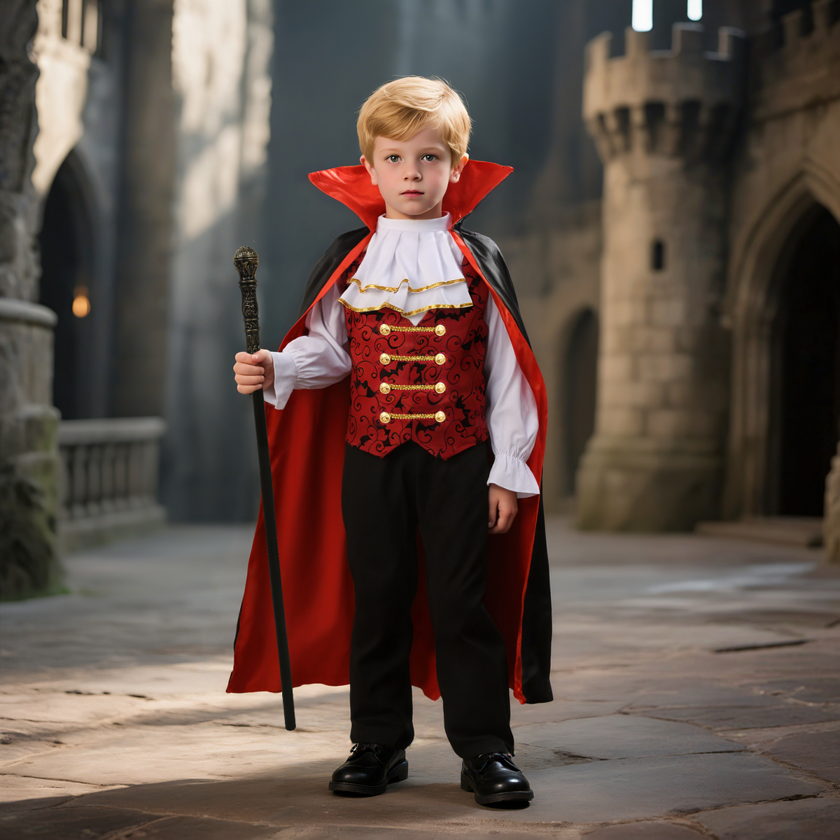 Vampire Costume with Cloak, Vest, and Pants