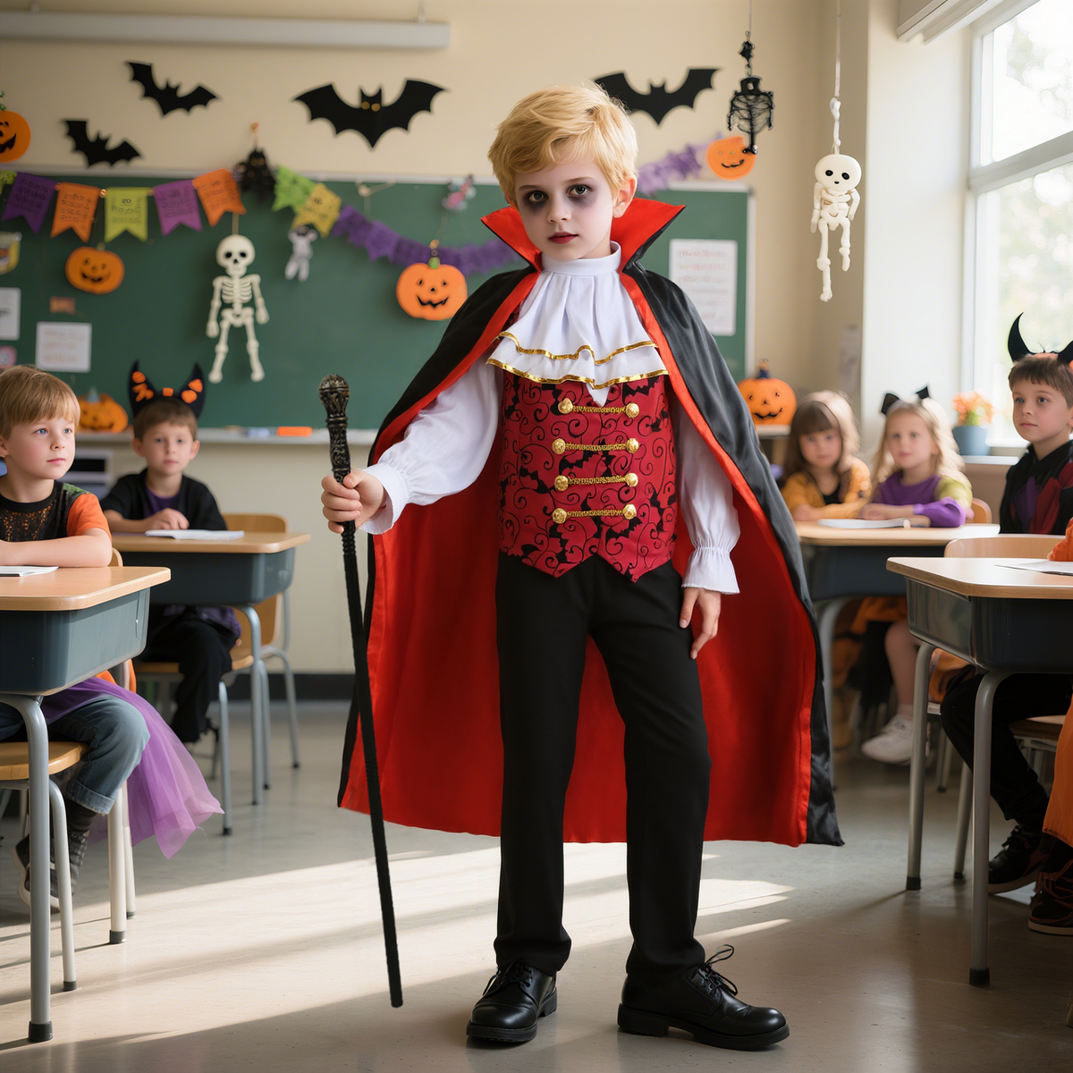 Vampire Costume with Cloak, Vest, and Pants