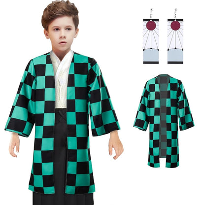 Kids' anime-style plaid jacket, size S