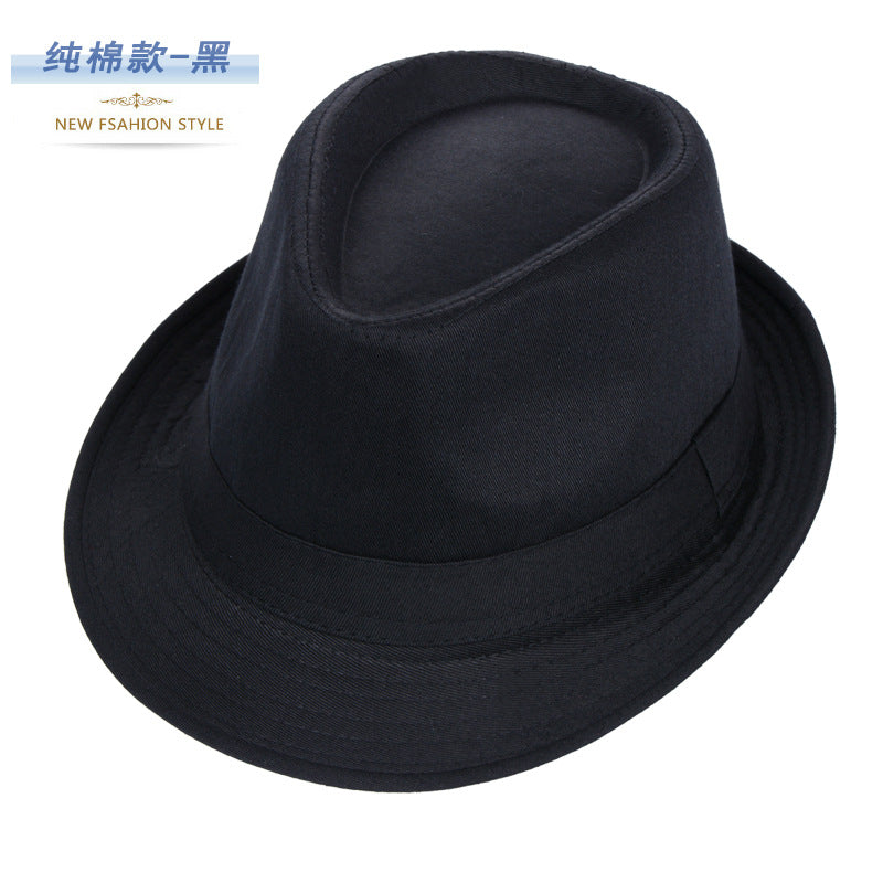 Black carnival fedora hat with a wide brim