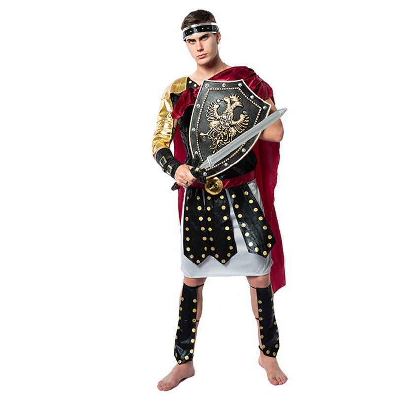 Roman Warrior Costume with Shield and Sword for Cosplay