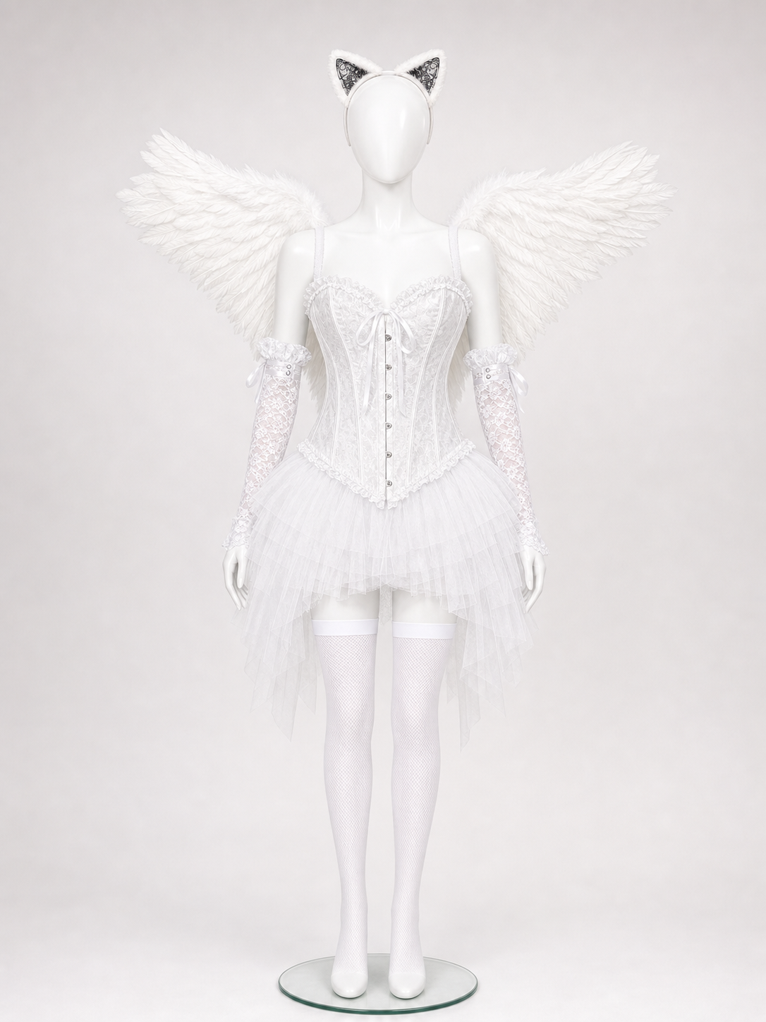 White Angel Costume with Skirt for Halloween