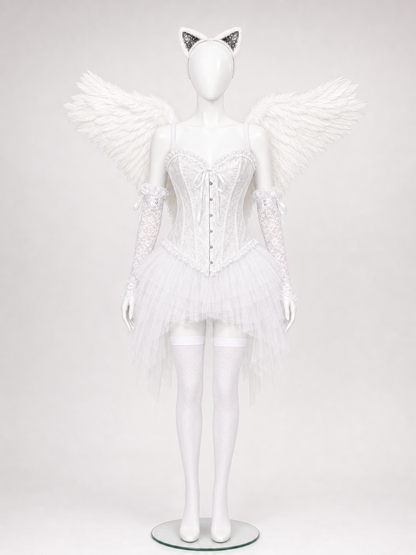 White Angel Costume with Skirt for Halloween