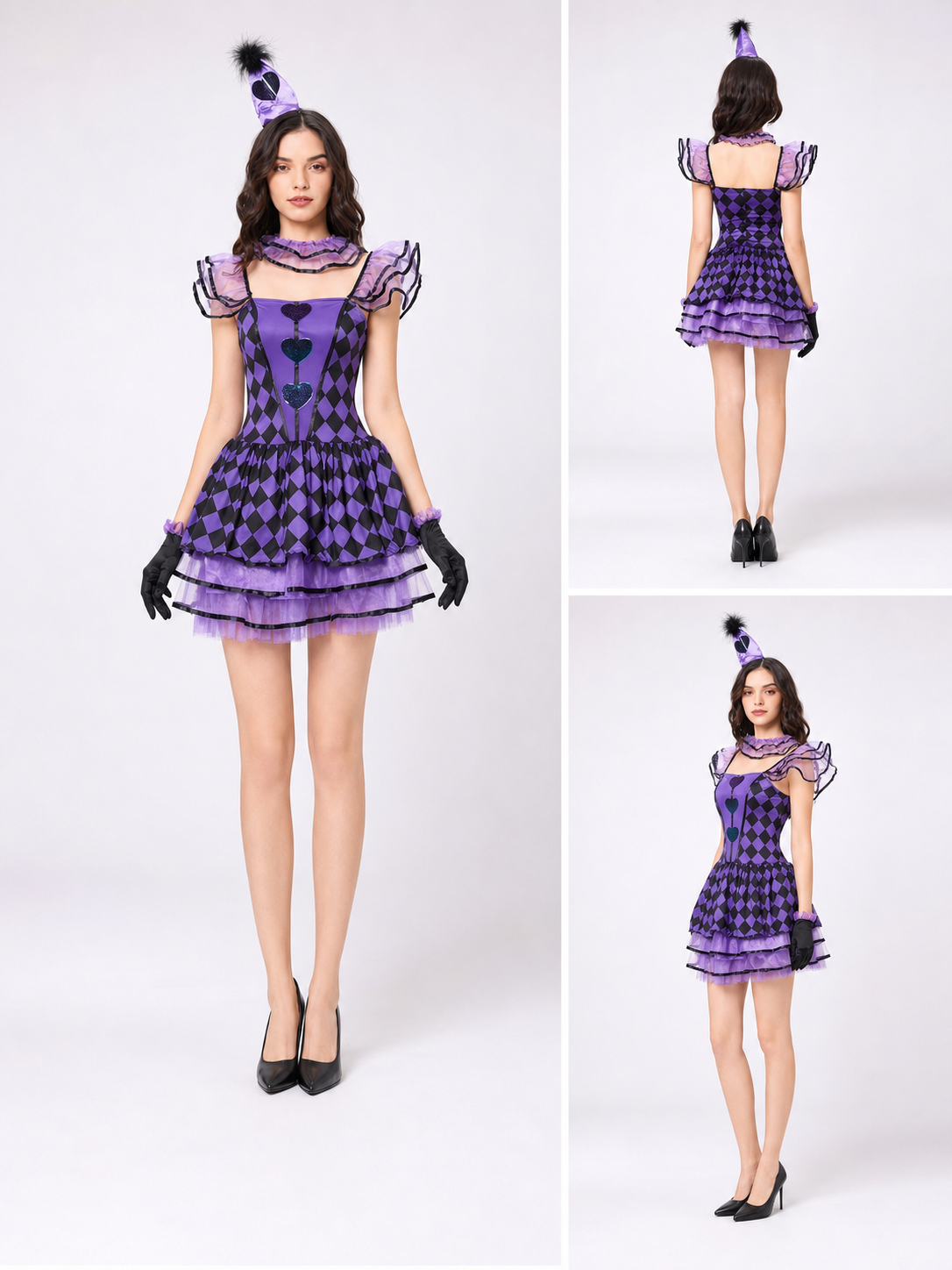 Women's Clown Costume with Dress for Halloween