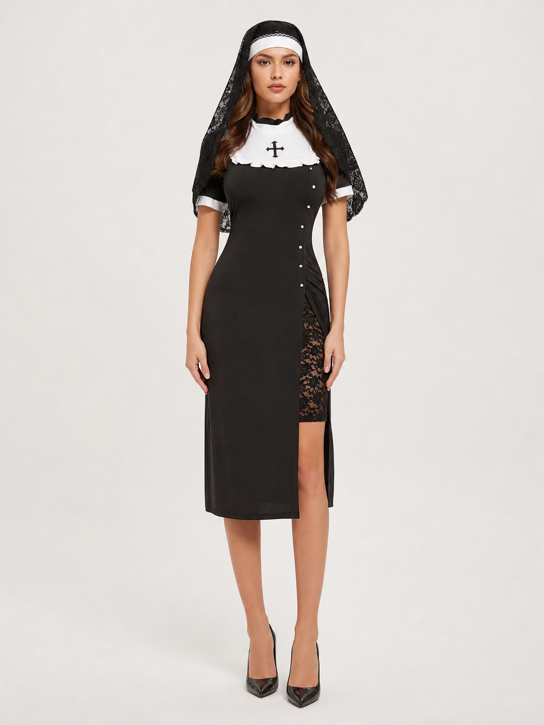 Halloween Nun Costume with Veil