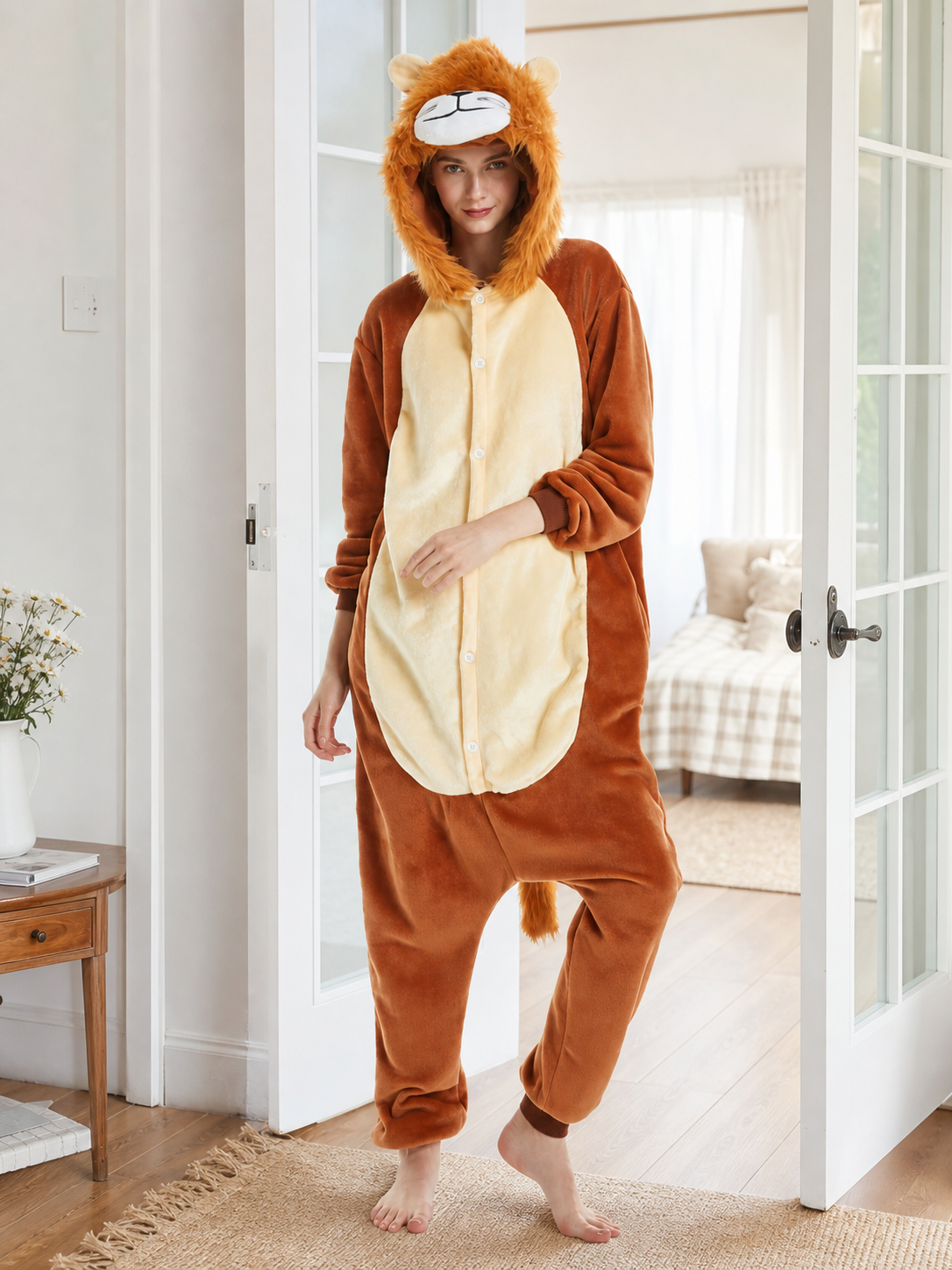 Hooded Lion Kigurumi Jumpsuit Costume