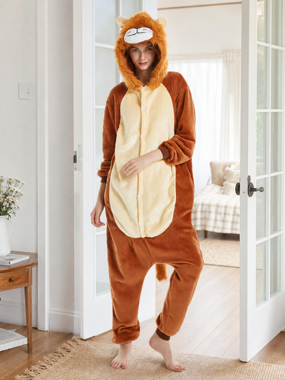 Hooded Lion Kigurumi Jumpsuit Costume