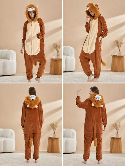 Hooded Lion Kigurumi Jumpsuit Costume