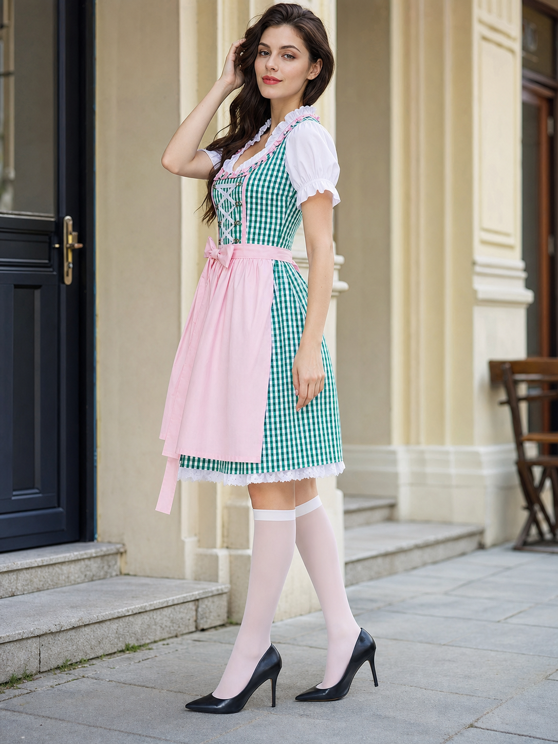 Bavarian-Style Carnival Costume with Plaid