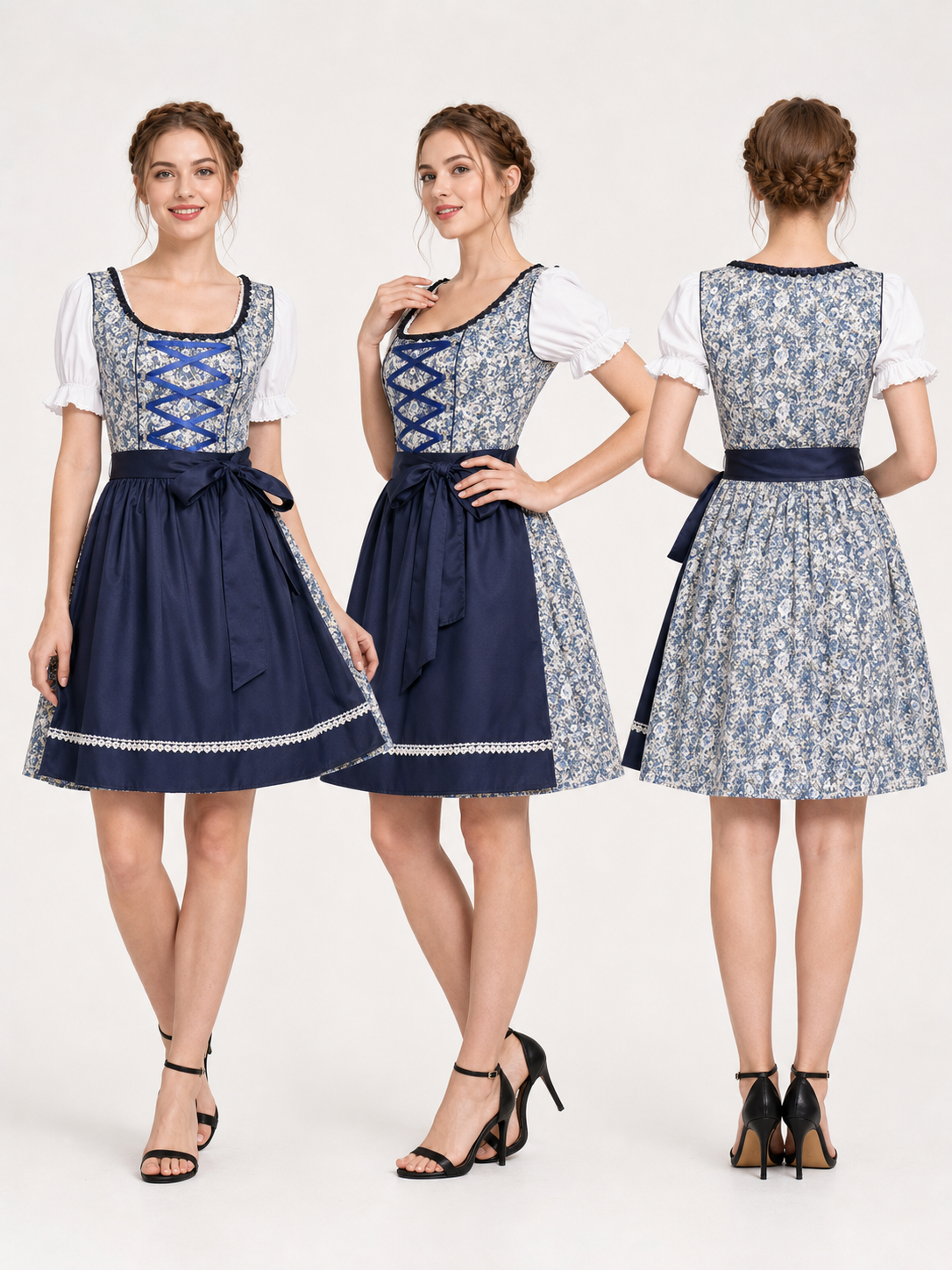 Carnival Costume Dress with Apron and Lacing