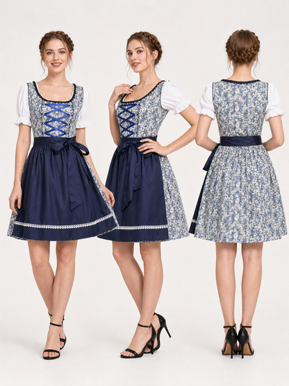 Carnival Costume Dress with Apron and Lacing