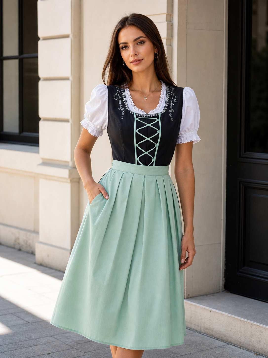 Halloween dirndl costume dress with apron