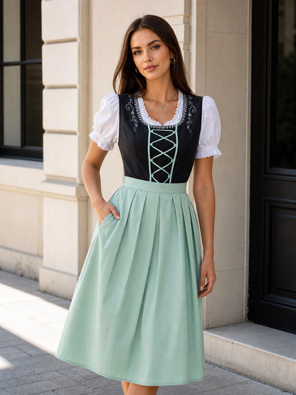 Halloween dirndl costume dress with apron