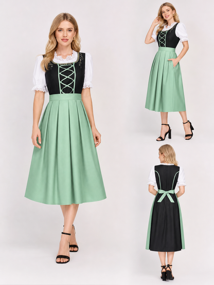 Halloween dirndl costume dress with apron