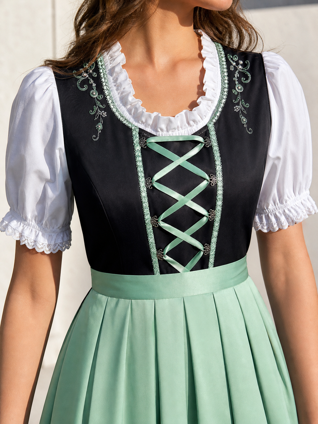 Halloween dirndl costume dress with apron