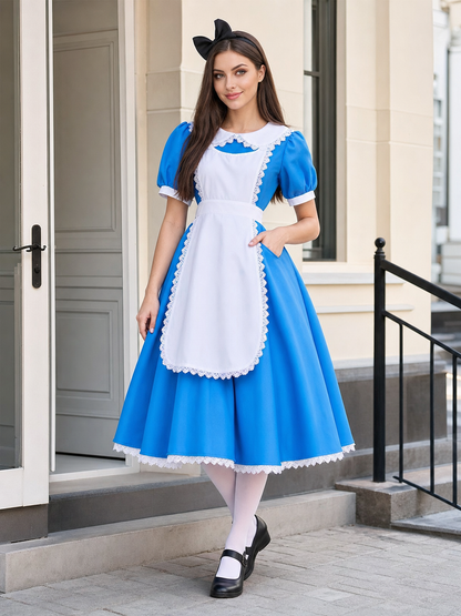 Halloween costume dress with apron and bow