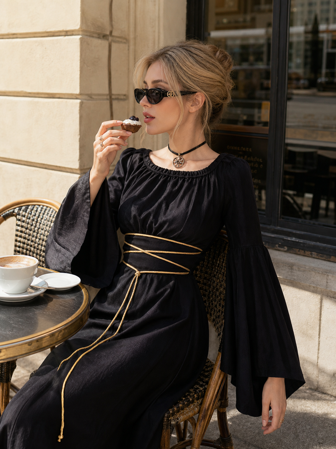 Gothic Halloween costume dress, maxi