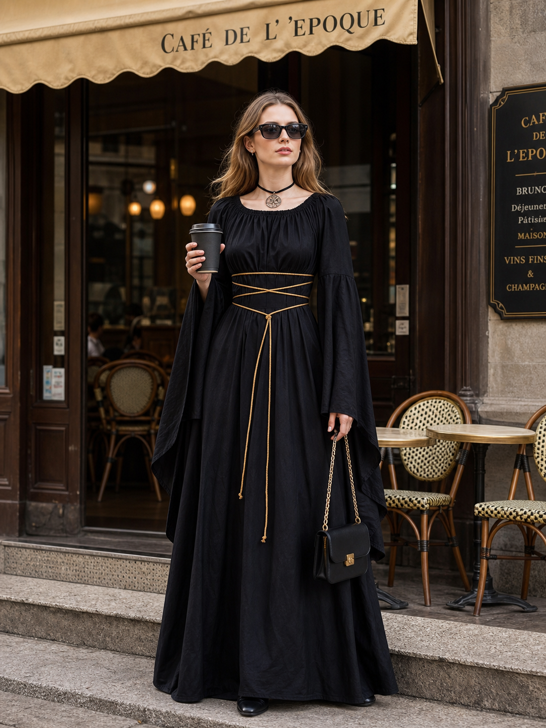 Gothic Halloween costume dress, maxi