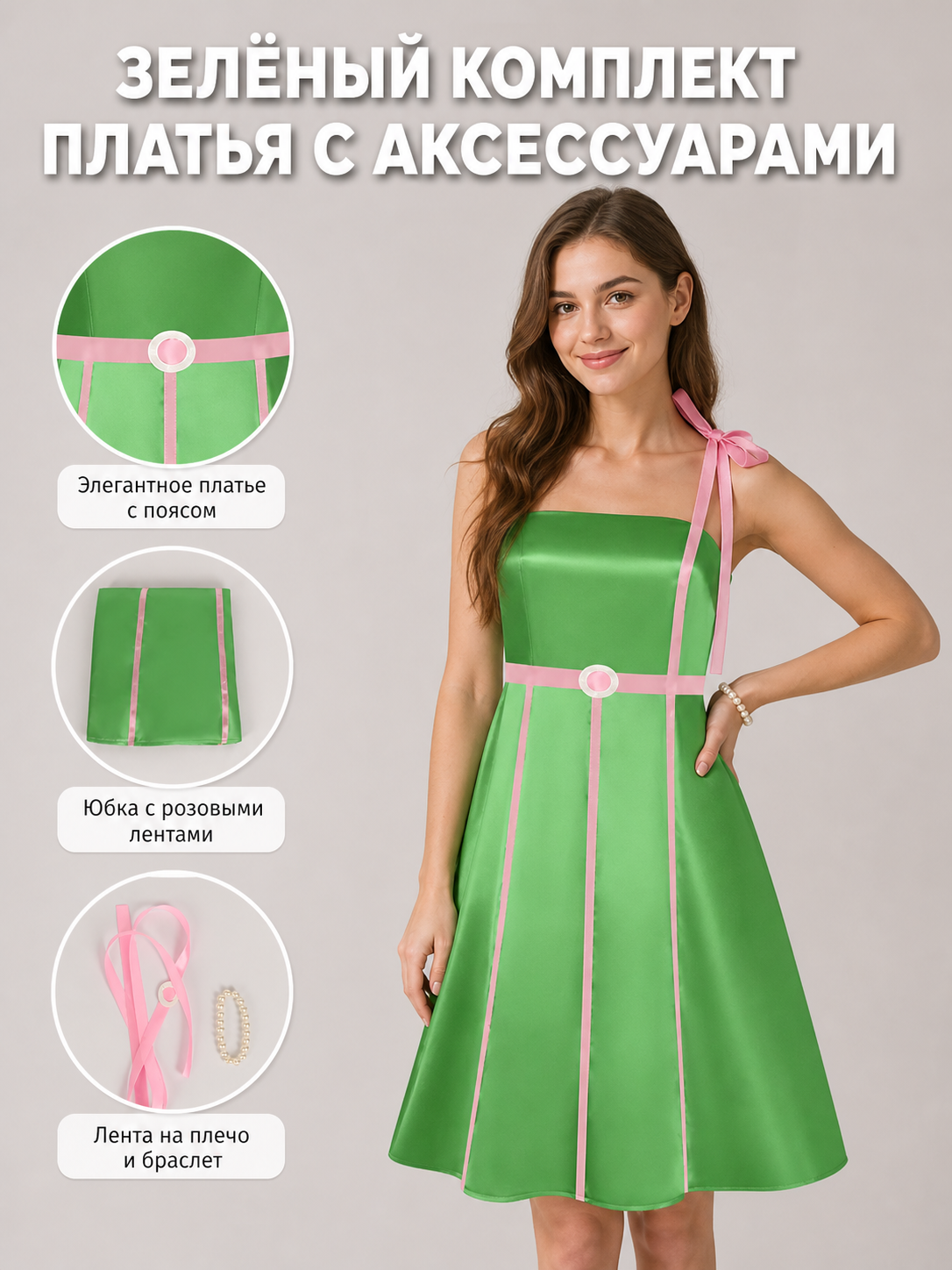 Barbie/Ken-Style Costume Dress with Belt