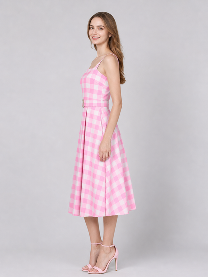 Barbie-Style Plaid Costume Dress side view 4