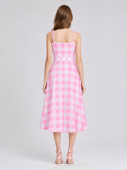 Barbie-Style Plaid Costume Dress back view 4