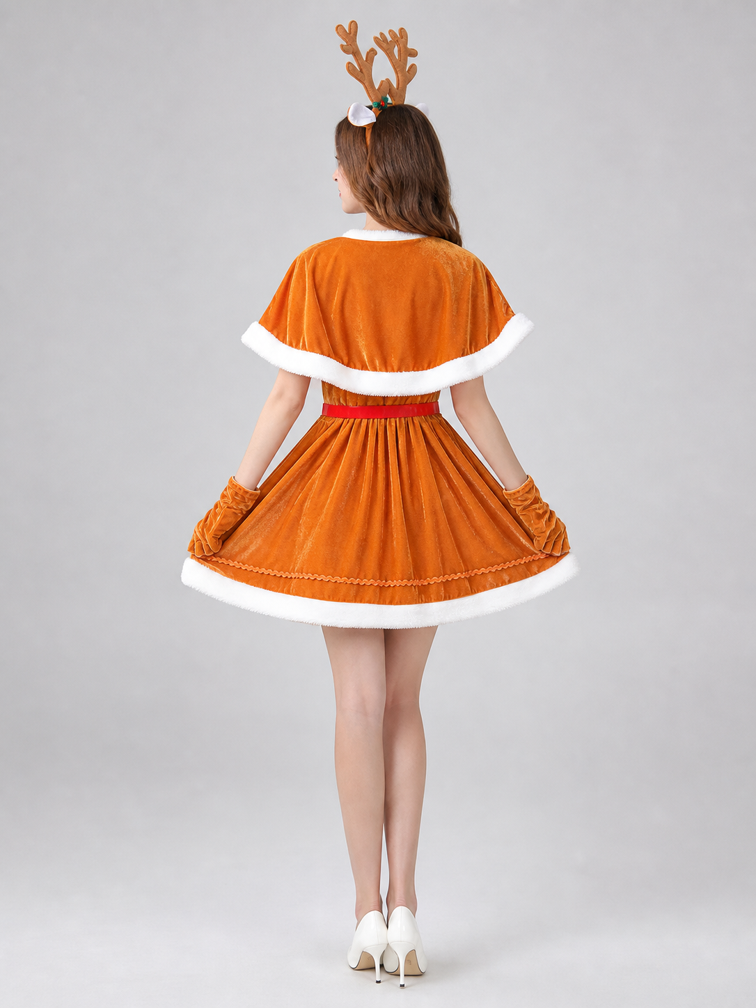 Reindeer Christmas Dress Costume with Cape