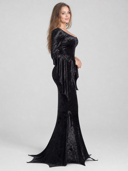 Gothic black carnival dress with batwing sleeves