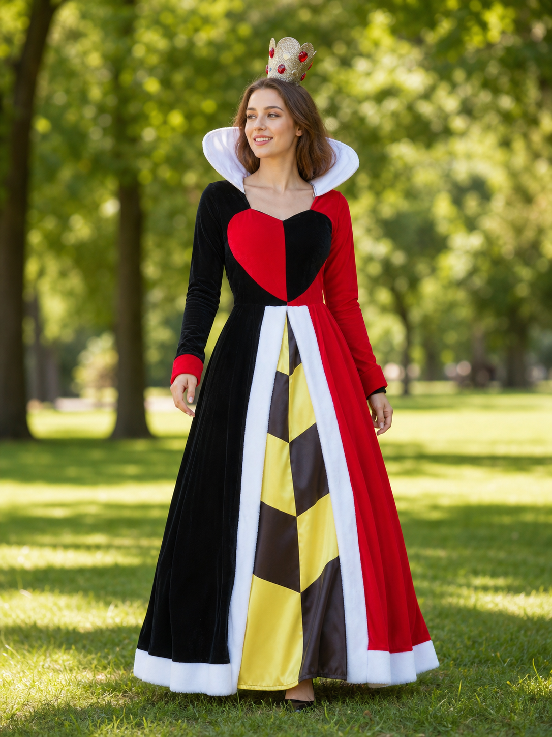 Queen of Hearts Carnival Dress with Crown