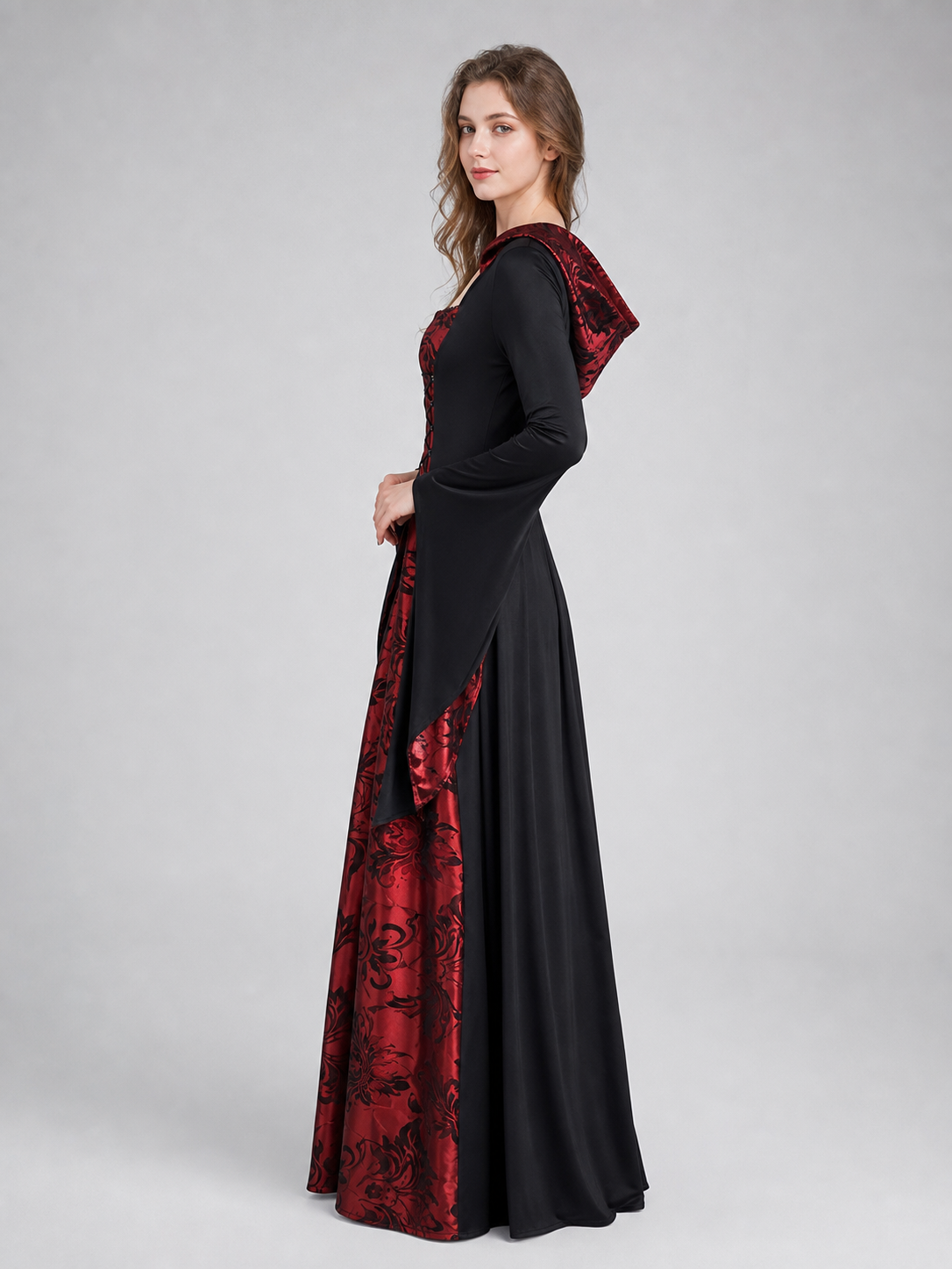 Gothic Hooded Robe Dress for Halloween