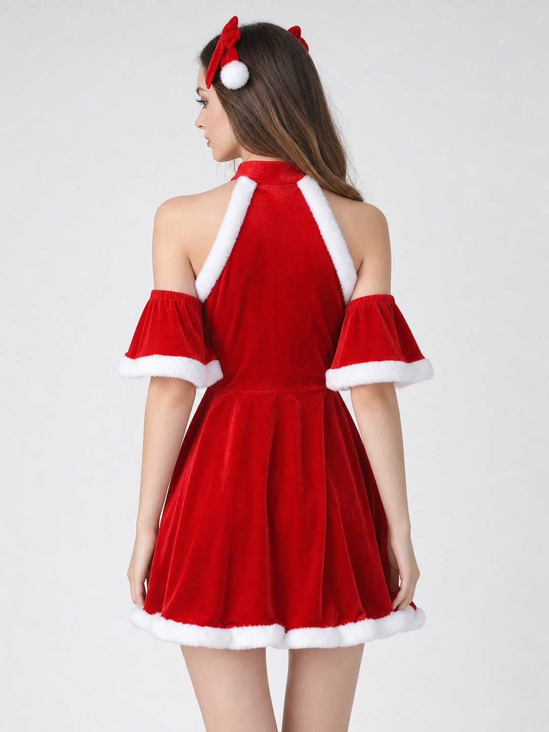 New Year’s Costume Dress with Faux Fur Trim and Clips