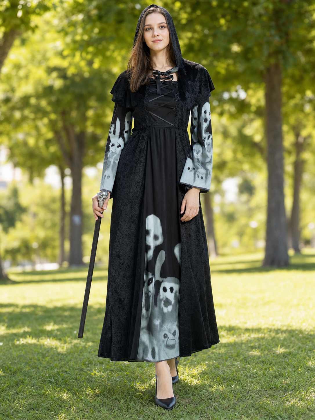 Halloween Hooded Witch Dress Costume