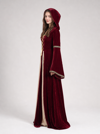Medieval Hooded Dress with Lacing