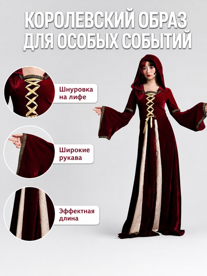 Medieval Hooded Dress with Lacing
