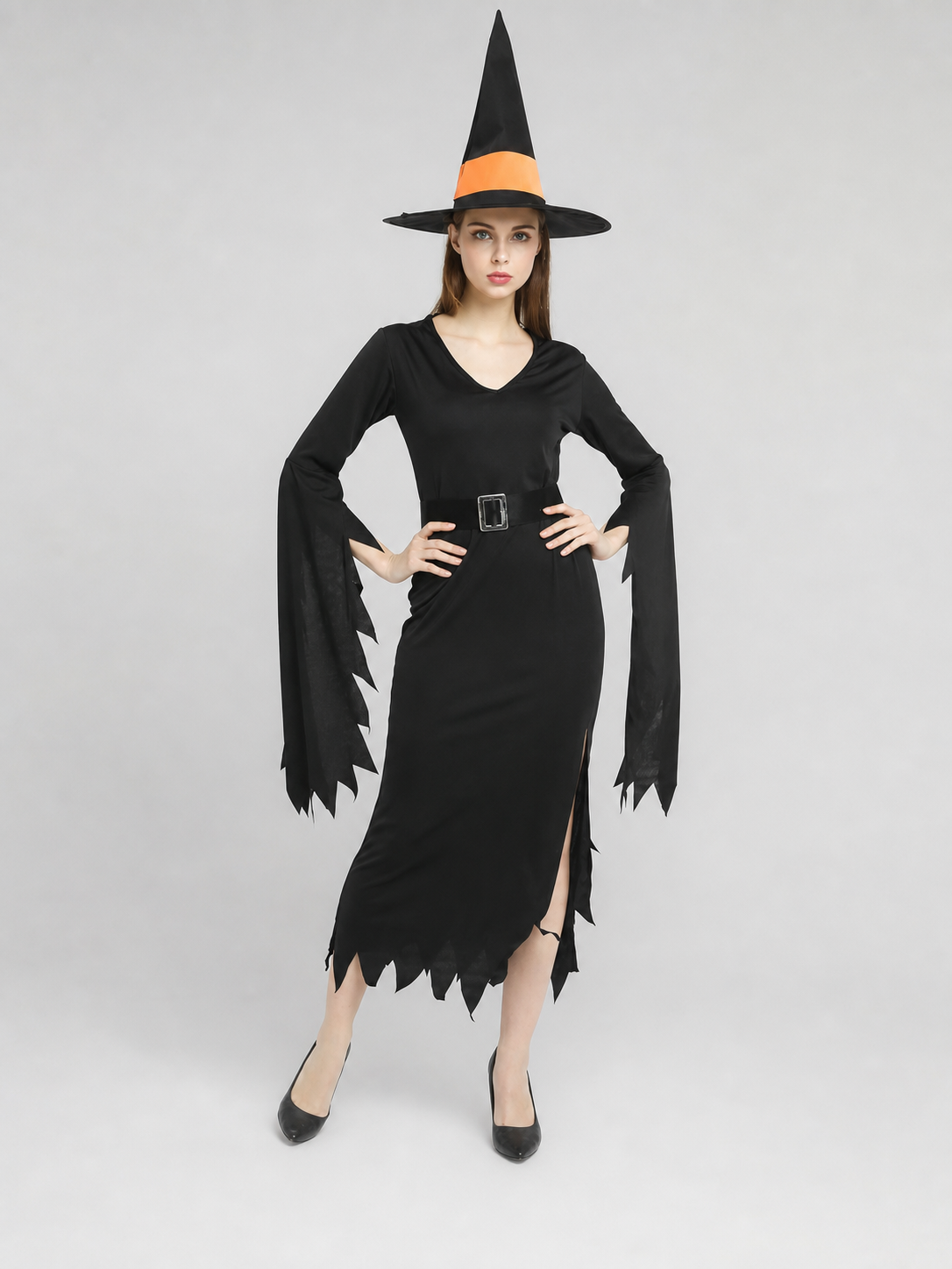 Halloween Witch Costume with Hat and Belt