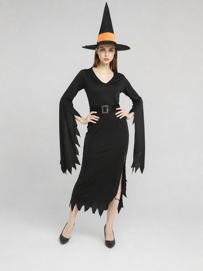 Halloween Witch Costume with Hat and Belt