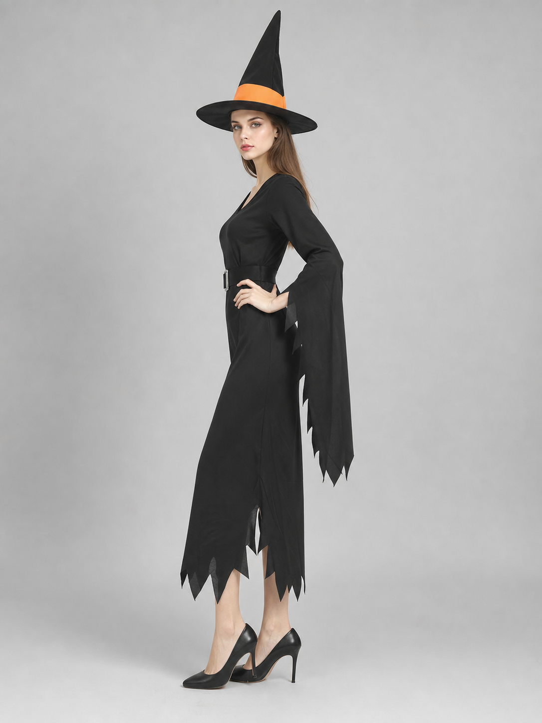Halloween Witch Costume with Hat and Belt