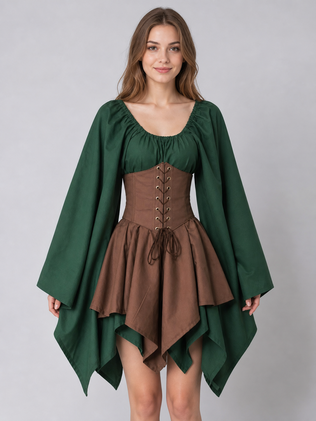 Fantasy Medieval Corset Top with Long Sleeves