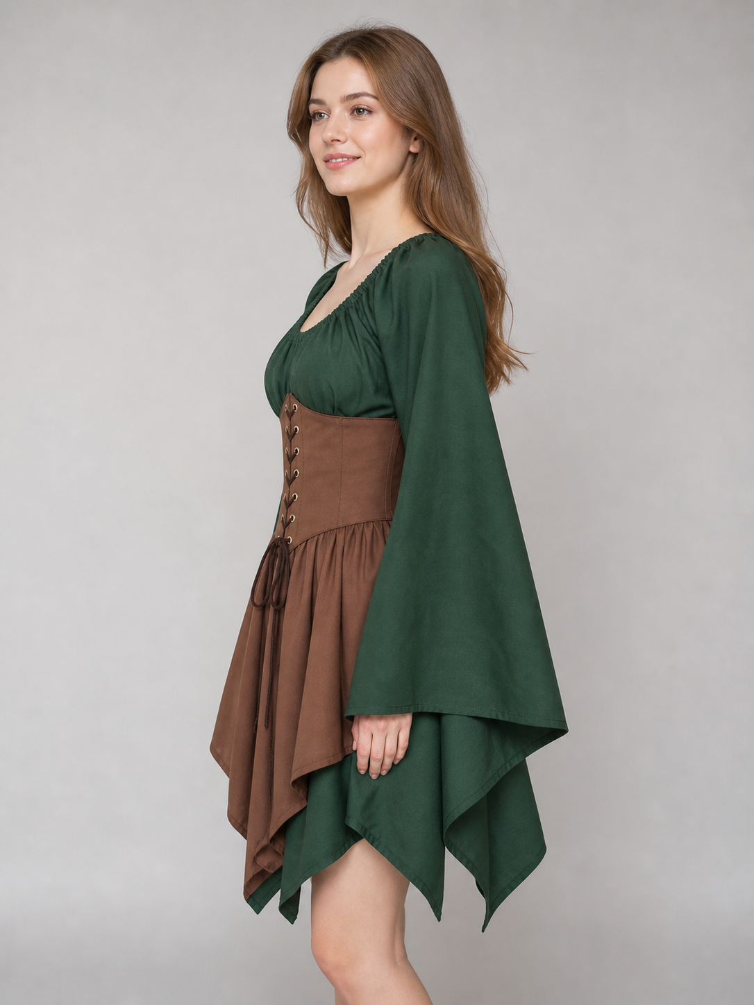Fantasy Medieval Corset Top with Long Sleeves