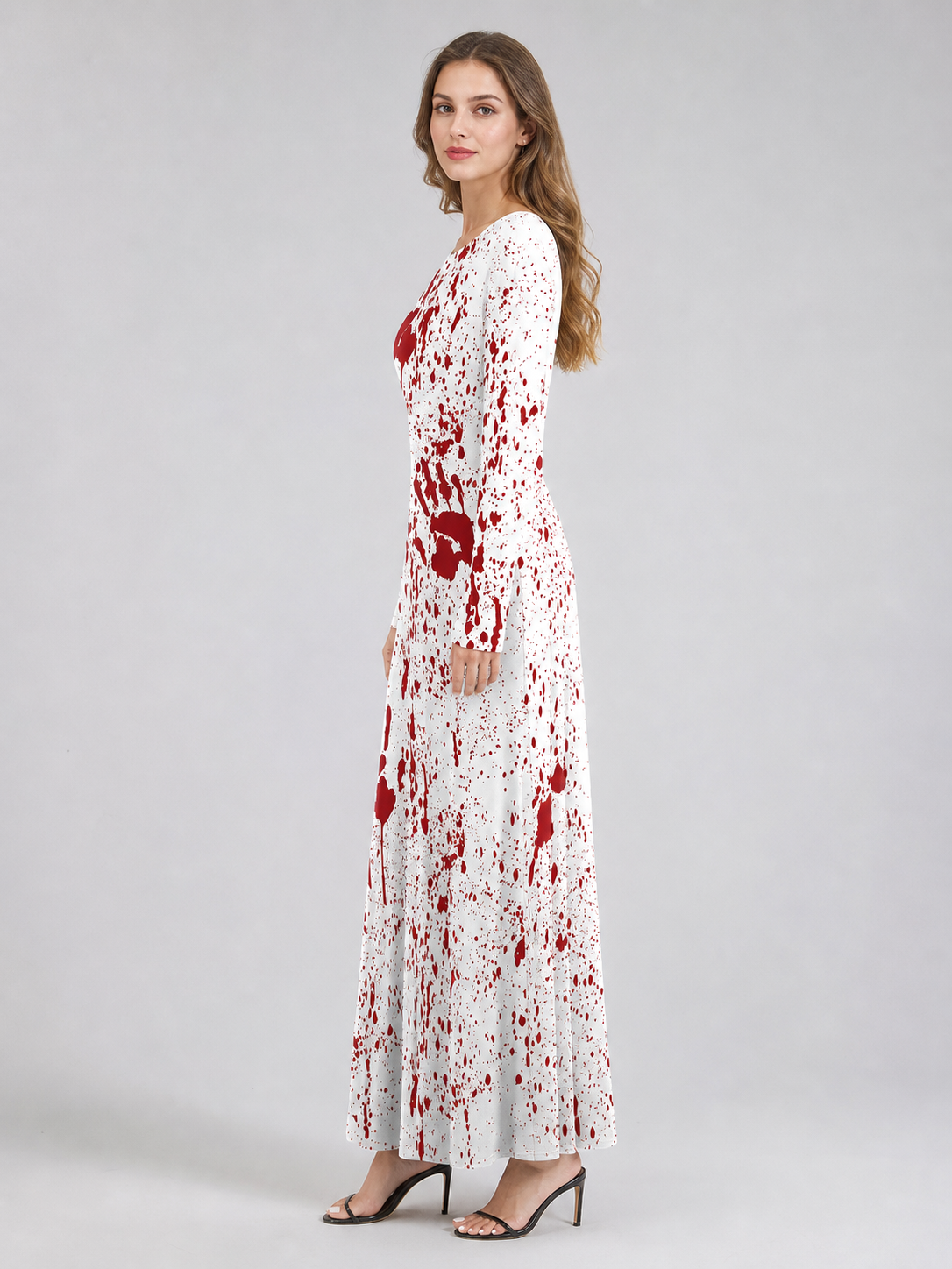Masquerade dress in horror style with bloody print