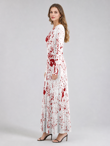 Masquerade dress in horror style with bloody print