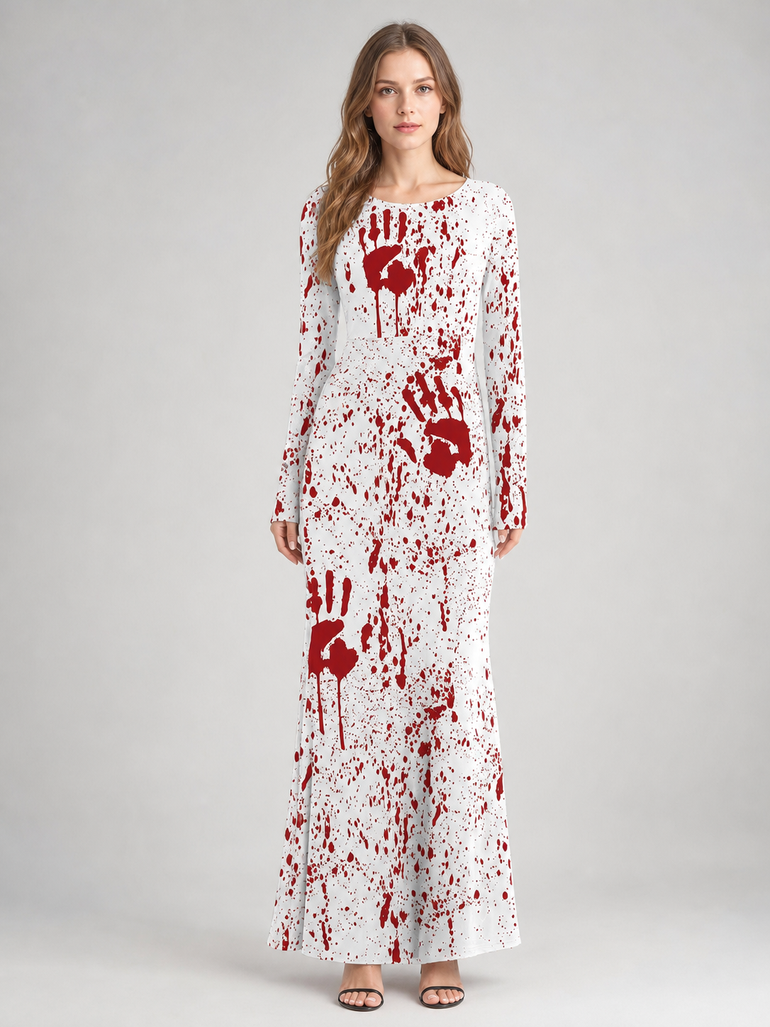Masquerade dress in horror style with bloody print