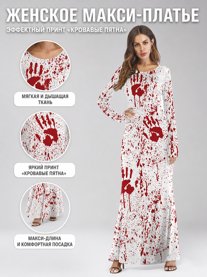 Masquerade dress in horror style with bloody print