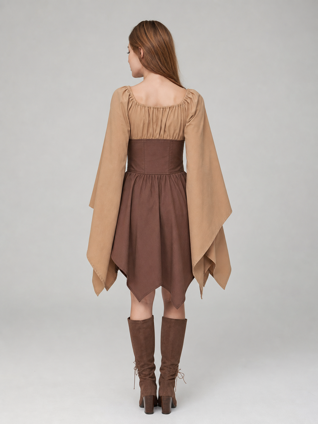 Medieval-Style Dress with Lacing and Sleeves