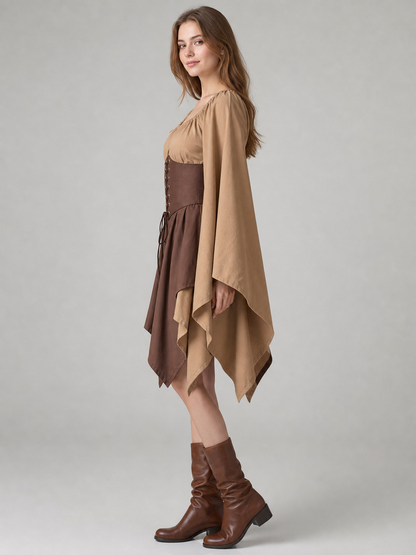 Medieval-Style Dress with Lacing and Sleeves