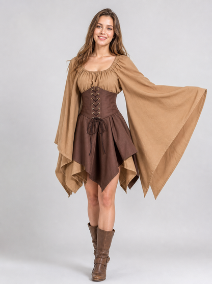 Medieval-Style Dress with Lacing and Sleeves